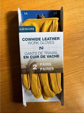 NEW Cowhide Leather Work Gloves - 2 Pairs